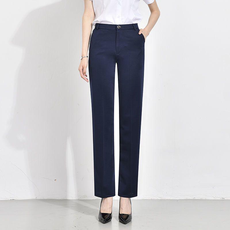 Women's Professional Elastic Straight-Leg Trousers for Office and Hotel Wear