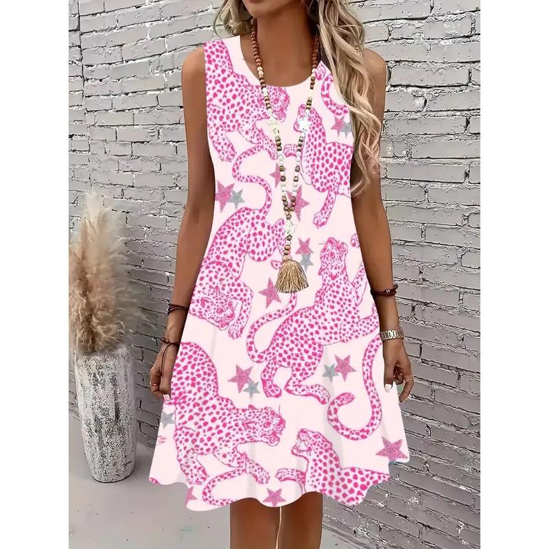 Printed sleeveless sundress without pockets