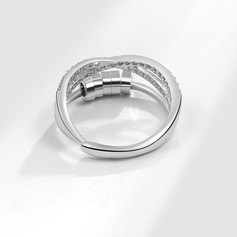 Hip Hop Style Ins Design Double-layer Rotating Beads Relieve Pressure Anxiety Unlimited Adjustable Men's and Women's Ring