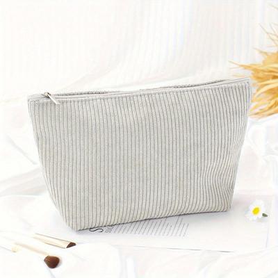1 Piece Of Corduroy Large Capacity Makeup Bag, Portable Travel Grooming And Storage Bag, A Must-Have For Retro Style Business Trips
