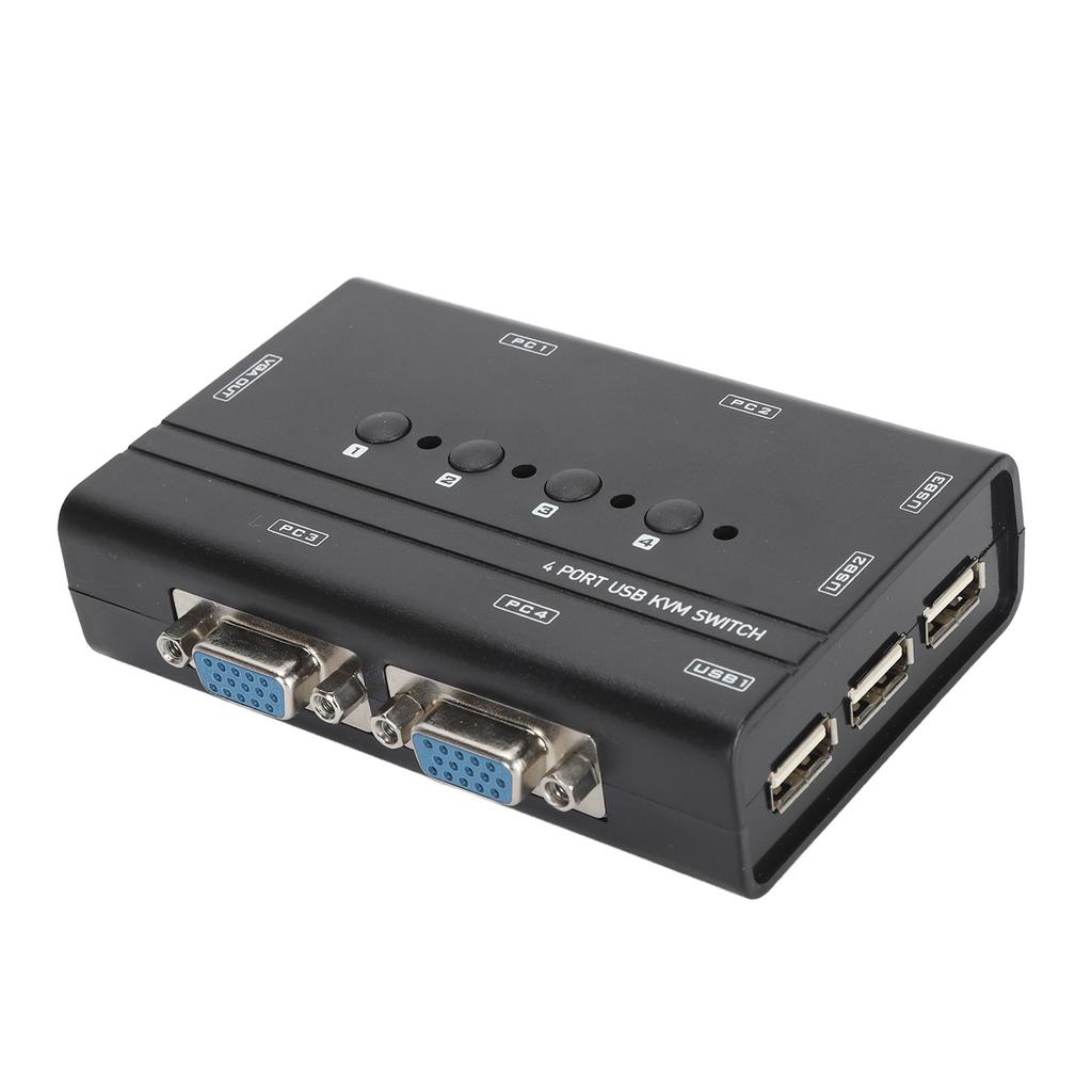 USB VGA KVM Switch 4 Port USB VGA KVM Switcher Selector for 4 PC Sharing 1 Display 3 USB Devices