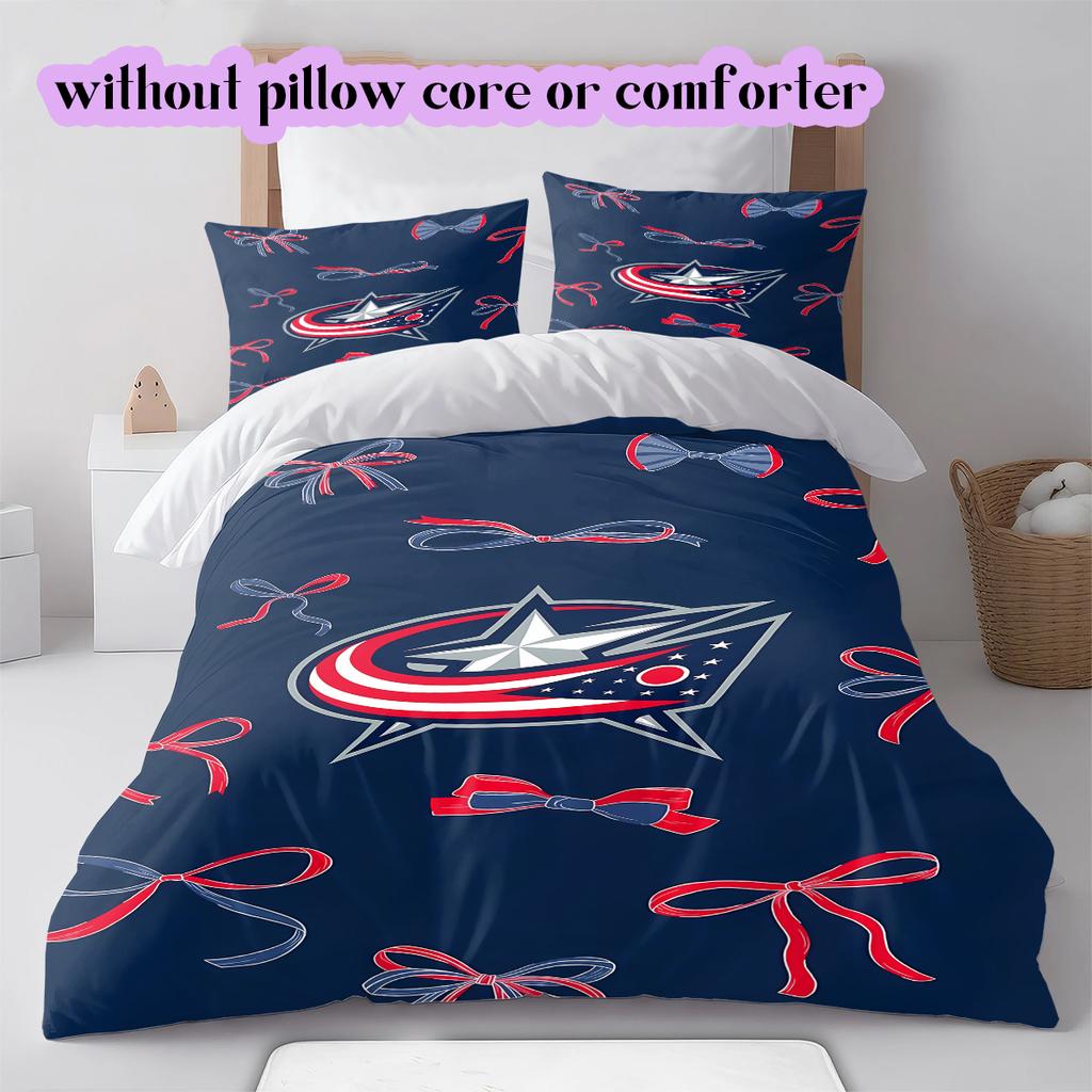 Set Copripiumino Trapuntato con Motivo Logo Hockey su Ghiaccio Federa Decorazione per la Casa Regalo di Compleanno (1* copripiumino + 2* federe, senza imbottitura)