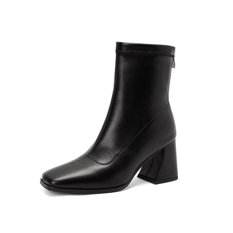 Patent Black Ankle Boots Women High Heels Short Boots Shoes For Women Fashion Spring Autumn Winter Shoes Ladies Brand Designer