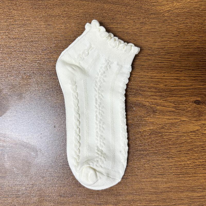 

Женские весенне-летние милые носки с кружевом, однотонные, подходящие ко всему 1 pair бежевый