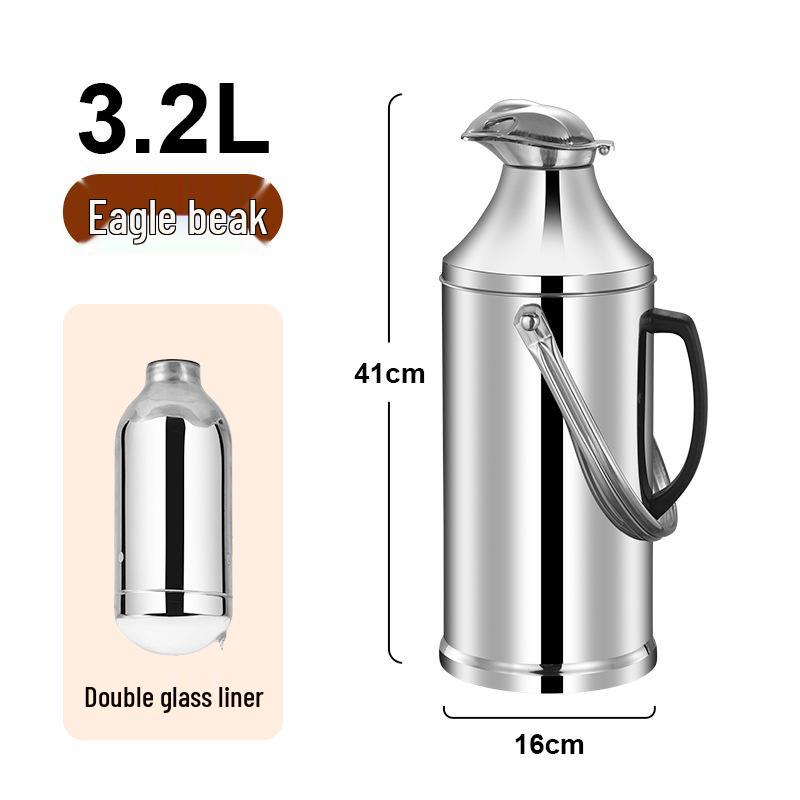 Vintage Large Capacity Thermos Flask with Stainless Steel Exterior & Glass Interior for Keeping Beverages Warm