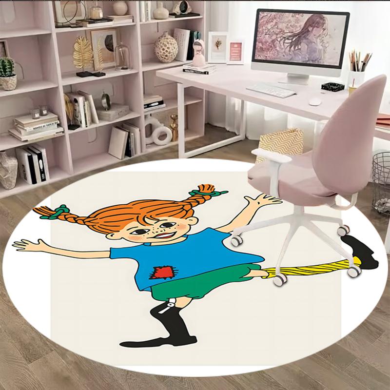 1pc Pippi Longstocking1 Print Round Carpet Chair Round Carpet Suitable for Bedroom Living Room Home Decorative Carpet