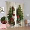 2pcs,2D Plane Printing Pattern Curtains Snowman_ Tree & Holly Versatile 100% Polyester (without Rod) Versatile All Perfect for
