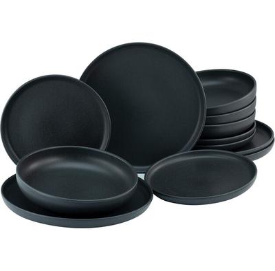 CreaTable Uno Black Tableware, 12 Pcs. (22979)