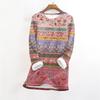 Women's Fashionable Printed Round Neck Long Sleeved Plush Warm Pullover Top