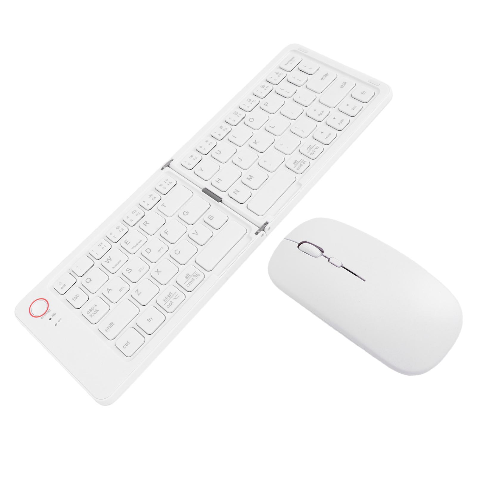 

Wireless Keyboard Mouse Combo 67 Keys Foldable Bluetooth Keyboard Support for IOS Device USB C Rechargeable білий