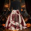 Women's Vintage V-Neck Long Sleeve Swing Dress with Halloween Print for Party Costume