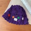 Korean Handmade Bucket Hat Flower Decoration Knitted Hollow Basin Hat Women'S Summer Thin Breathable Sun Hat