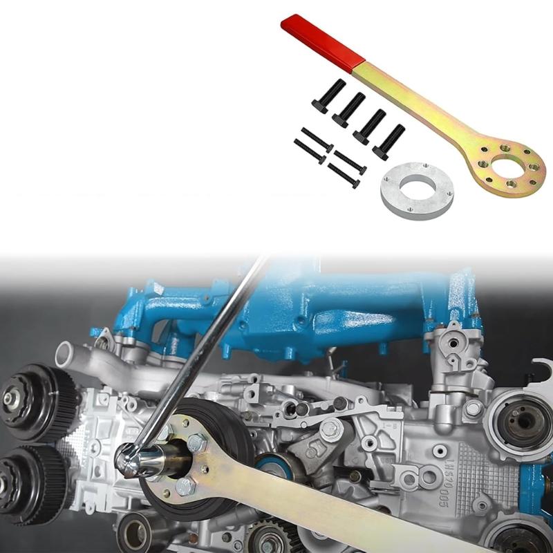 Pulley Removal Tool Kit for EJ Engine Repair 499977000, Holding Wrench with Spacer Piece and 8 Mounting Bolts for Crank Pulley and Timing Service