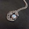 Vintage Moon Design Pendant Necklaces with Imitation Opal Stone Bohemian Beach Fashion Jewelry Silver Color Chain Gift for Women