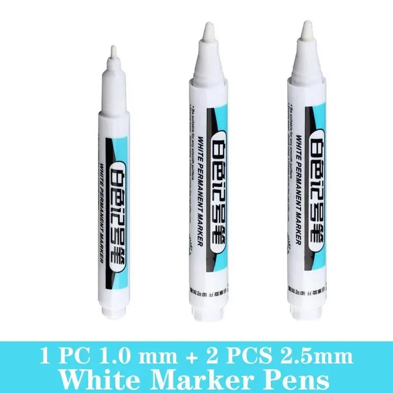 1/3/5 PCS White Paint Markers Pens Oily Waterproof Plastic Large Capacity White Marker School Supplies Stationery 0.7/1.0/2.5mm