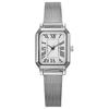Vintage Square Student Watch With Metal Mesh Band For Women Casual Fashion