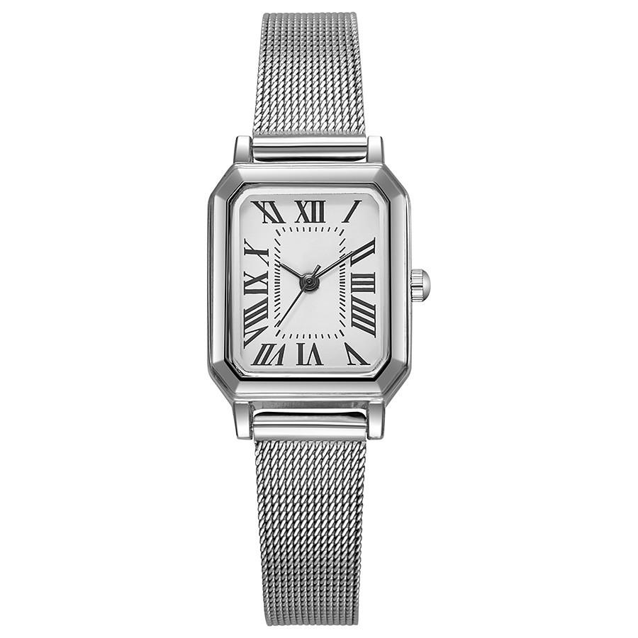 Vintage Square Student Watch With Metal Mesh Band For Women Casual Fashion