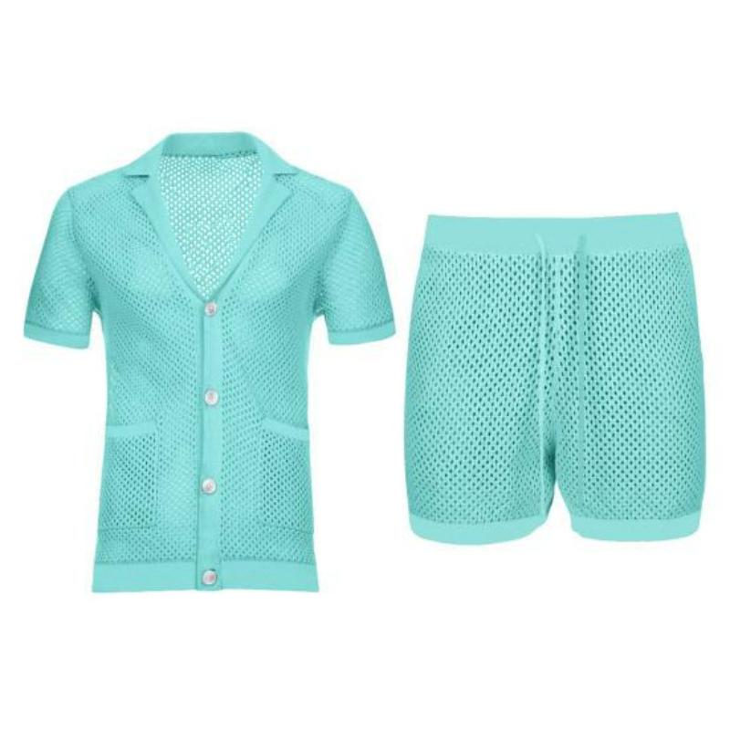 Men's Summer Sports Suit Short Sleeve + Shorts 2 Piece Set