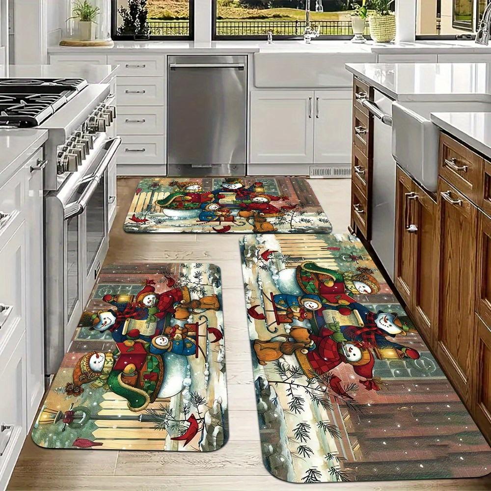 1 Stück Anti-Ermüdungs-Küchenteppiche Weihnachts-Winter-Druck Wasserdicht Rutschfest Dick Gepolsterte Küchenmatte Schwerlast Komfort Stehmatte für Küche