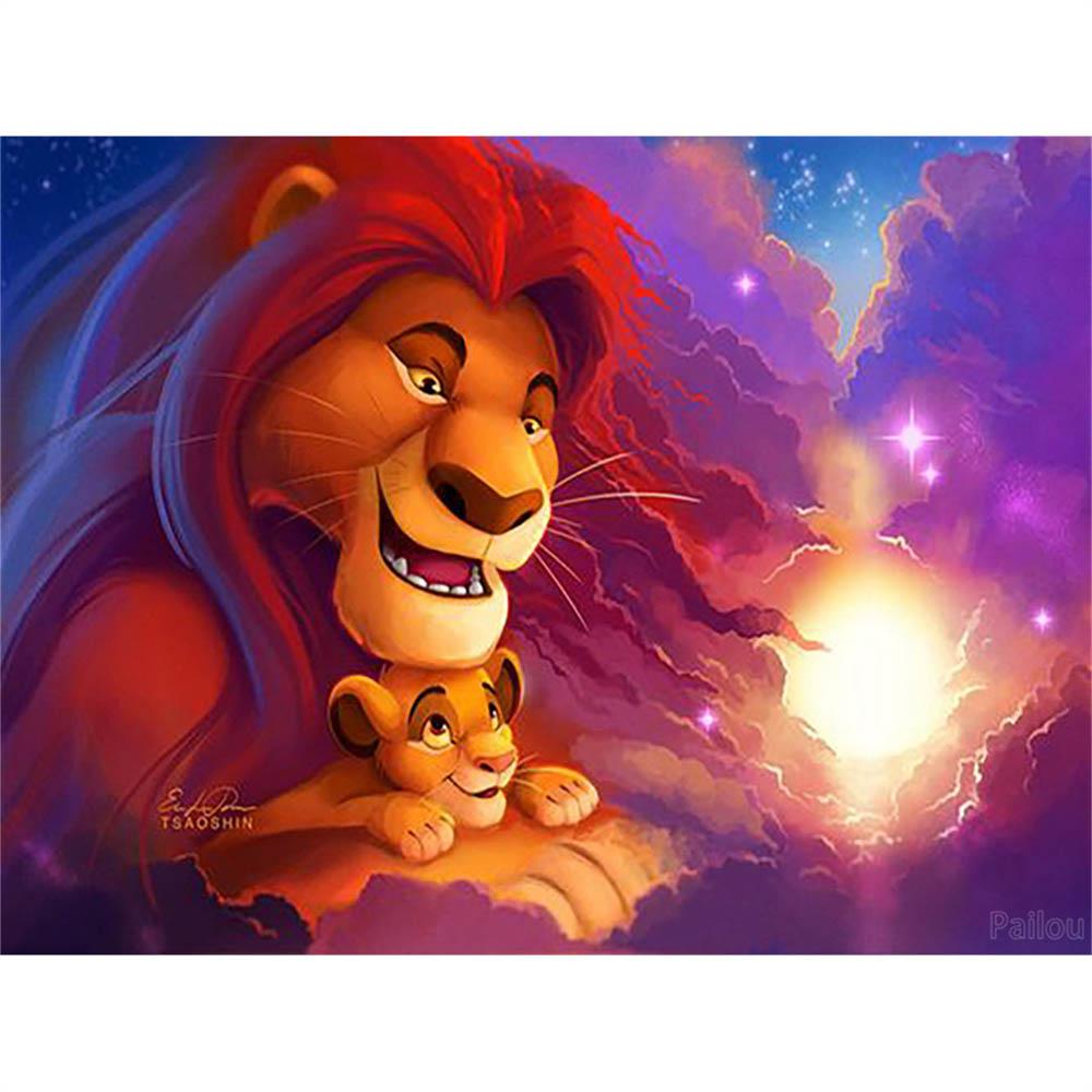 Disney The Lion King Simba Classic Animation 5D Diamond Painting Full of Diamonds DIY Handmade Diamond Painting Cartoon Decoration Painting Kit