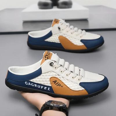 Fashion Designer Men Slippers Breathable Mens Shoes Trendy Bottom Casual Sneakers Mesh Half Slippers for Men Soft Sole Support Shoes New