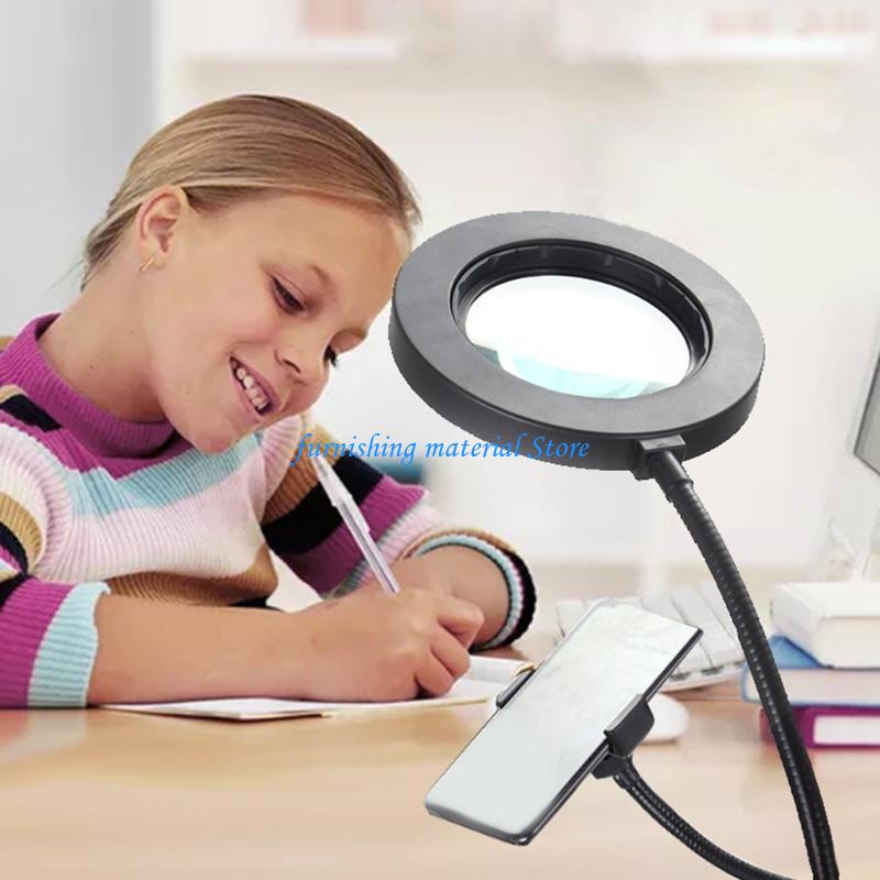 Y5GD 10X Desk Lamp with Light LED Magnifier Desk Lamp with Clamp Close
