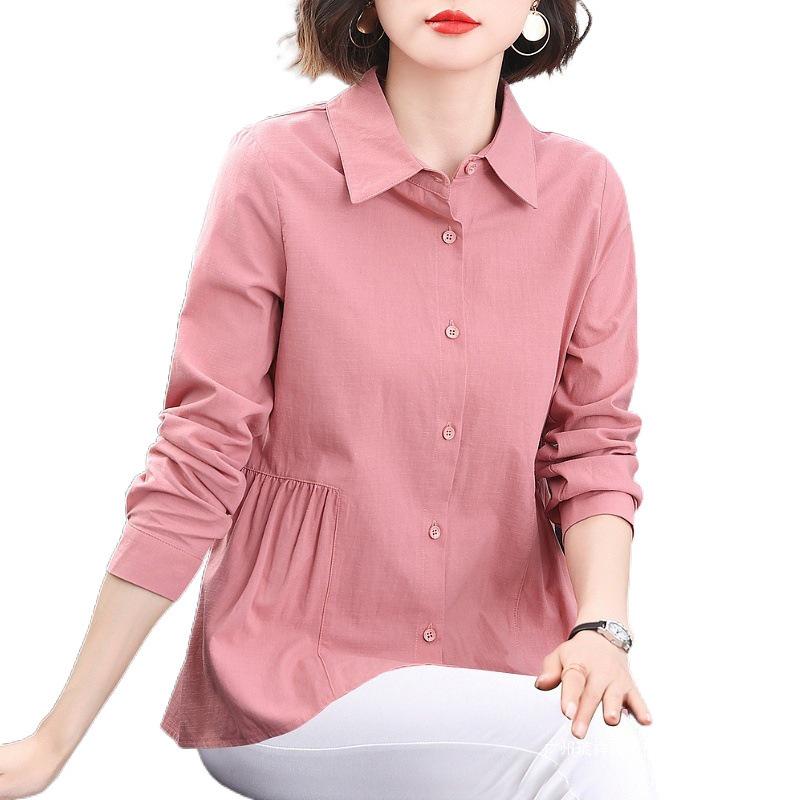 2025 New Style Mid-length Women's Long-sleeve Shirt for Spring and Autumn - Stylish Plus Size for Middle-aged Mothers
