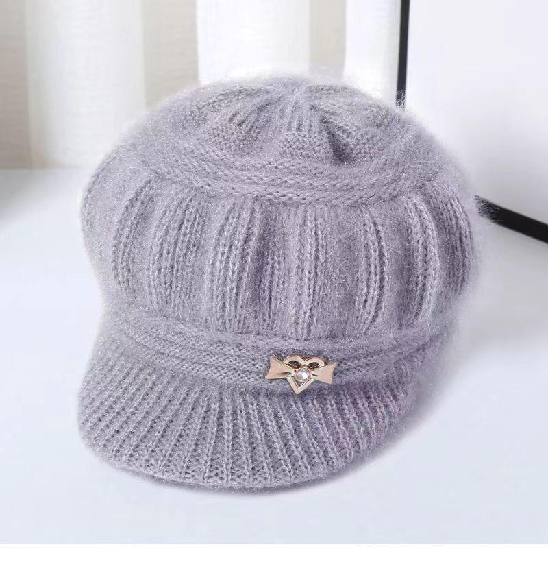 Dámská pletená vlněná čepice na podzim a zimu - Hřejivá, silná, módní pro ženy středního a staršího věku