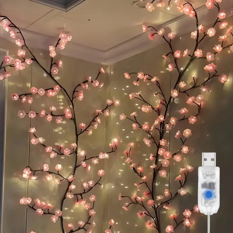 96LEDs Cherry Blossom String Lights USB Powered 8 Modes DIY Home Bedroom Party Wedding Christmas Festive Decor Light 1.9M/6.23ft