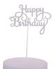 Topper Happy Birthday Srebrny  Brokat
