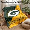 Green Bay Packers Custom Flannel Throw Blanket Print Your Name Text Soft Warm Blanket Holiday Present