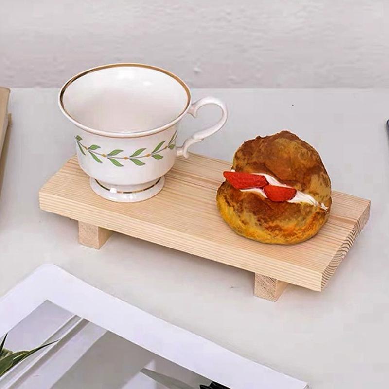 Wood Tray Pedestal Stand Wooden Vanity Hands Soap Scented Candle Storage Holder Tray Kitchen Seasoning Holder Home Decor
