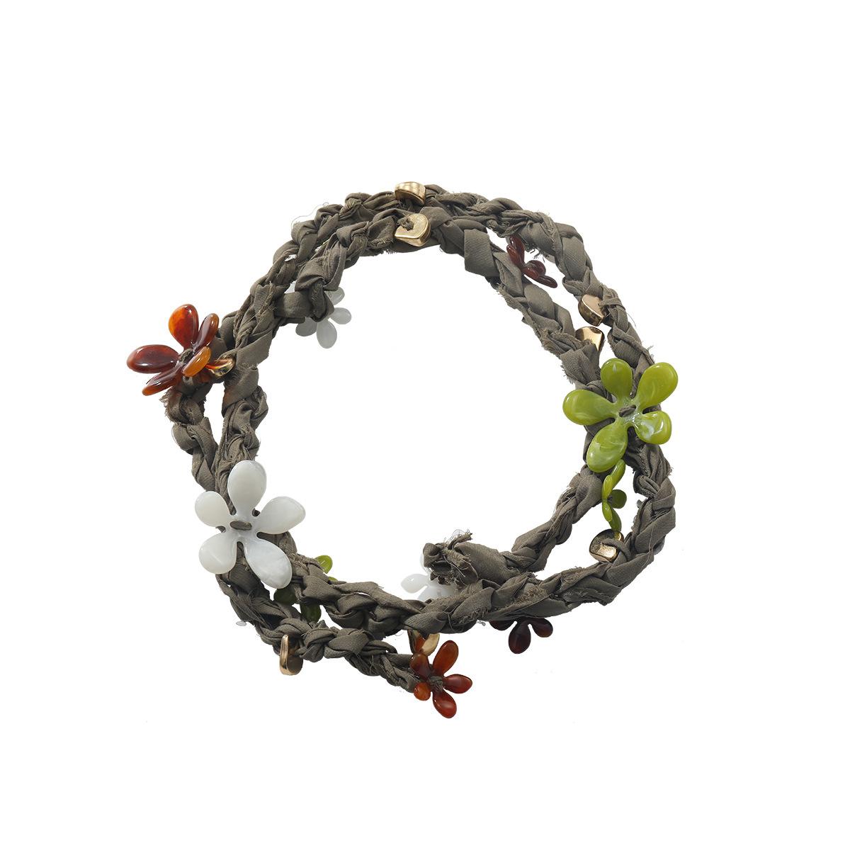 Women s Summer Beach Large Flower Necklace European American Exaggerated Hand Woven Resin Multi-Layer Fashion Jewelry