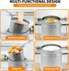 Steel Oil Filter Pot with Deep Fryer Basket - Kitchen Large Capacity Versatile Oil Strainer Vessel and Bacon