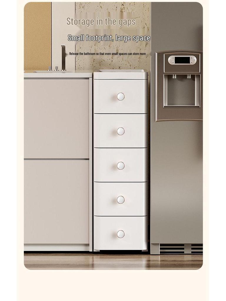 Slim Plastic Multi-Layer Storage Cabinet with Drawers for Kitchen and Bathroom