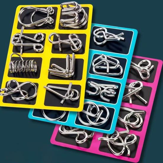 20/25/30/32/40Pcs/Set Metal Puzzle Ring Brain Teaser 3D Wire Puzzle Game Kids Adults