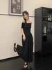 Black one-word shoulder dress women's summer 2026 new French temperament sexy waist and thin off-the-shoulder dress