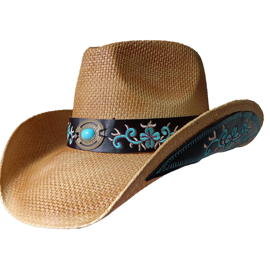 Westlicher Cowboy-Strohhut Bestickter Aufkleber 2026 Niedrigpreis-Ausverkauf Cowboyhut Sonnenhut Frühling/Sommer Breitkrempiger Hut Sombrero
