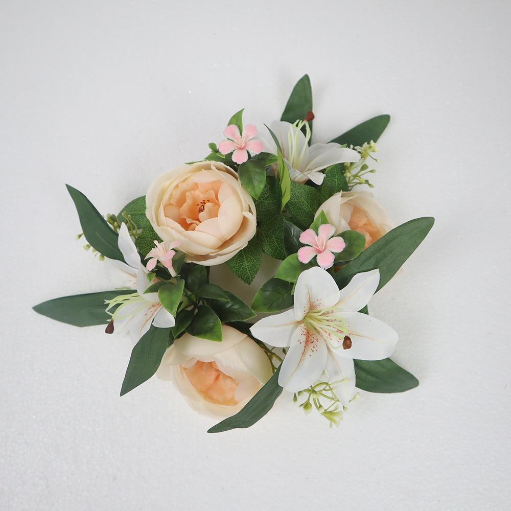 

Artificial Flowers Candle Ring Simulated Mini Wreath Candlestick Wreath Wedding Party Decoration хаки