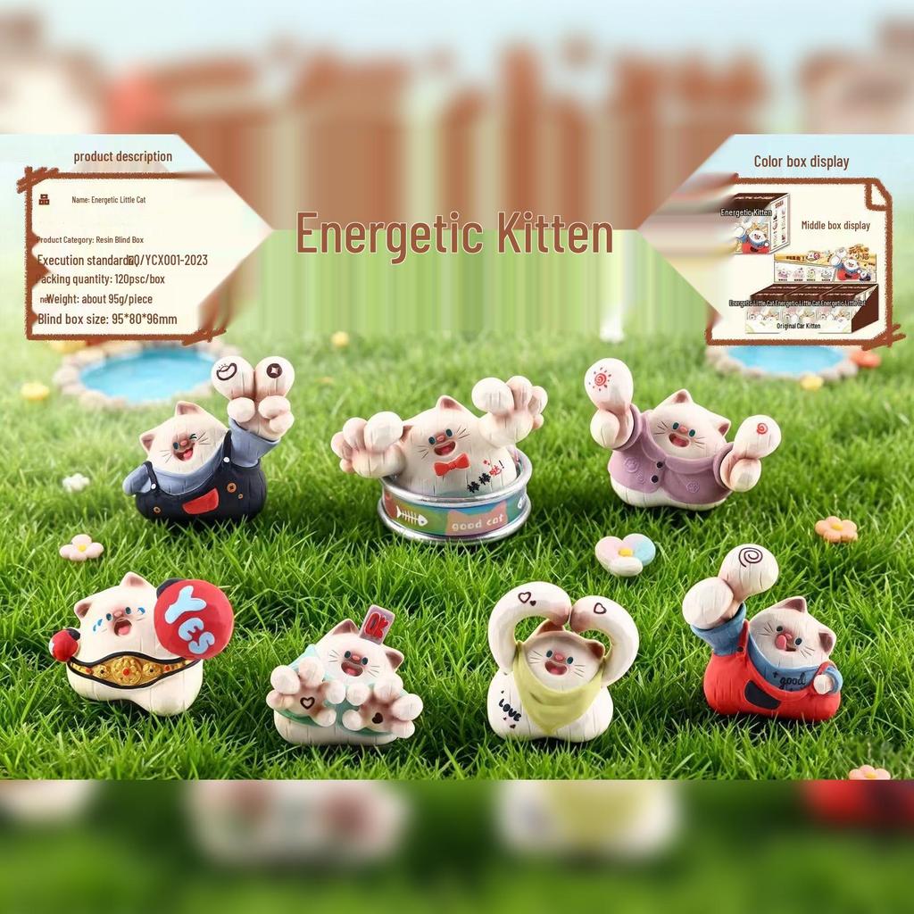 Whimsical Meow Collection Blind Box: Healing Kitten Resin Figurine Gift for Friends, Classmates, and Dorm Decor