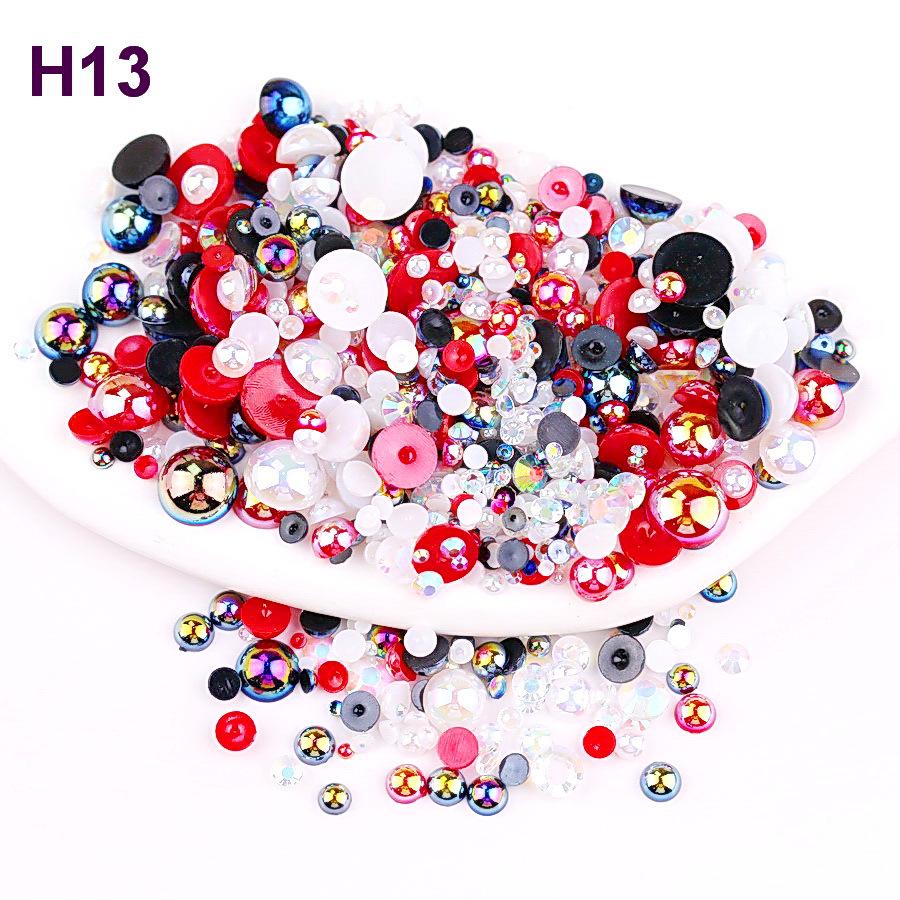 2mm-10mm Mixed Pearl & Resin AB Plated Half-Round ABS Imitation Pearl DIY Accessories