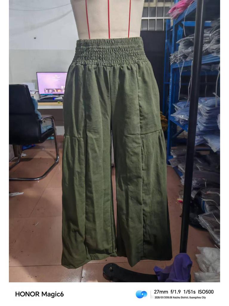 European and American Fashion Casual Women's High-Waisted Wide-Leg Pants with Pockets
