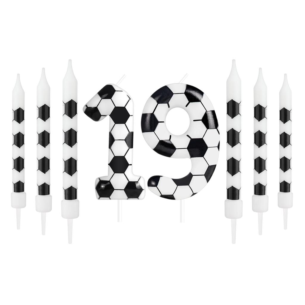8 Pcs Birthday Candles Football Soccer Sport-Theme Party Decorations, Birthday Cake Candles for Boys Girls Kids Party Supplies