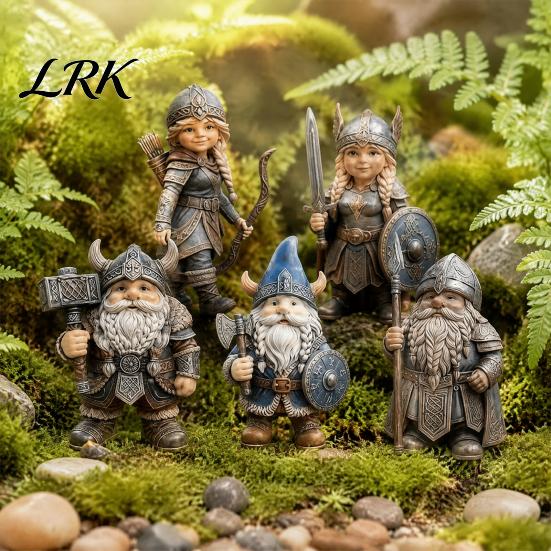 Creative Entrance Table Decorations Viking Gnome Warrior Figurine, Resin Nordic Dwarf Statue, Decorative Hand Painted Figurines Soldier Ornament