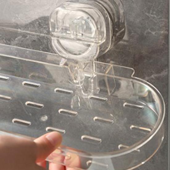 Suction Cup Shower Caddy Bathroom Organizer with Bottom Drain Space Saving Wall Shelf for Bathroom Sink Toothbrush Facial Cleanser Storage