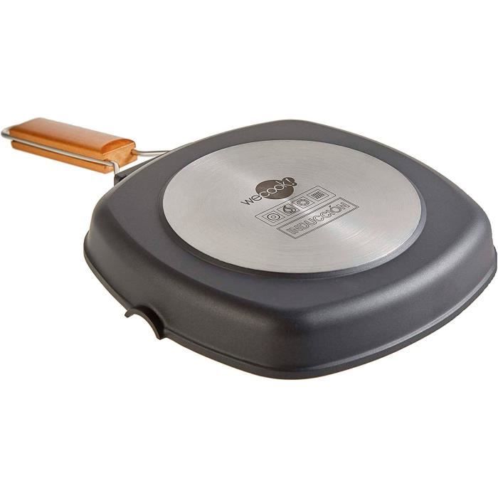 Poêle à griller - wecook - ecostone - 20 x 20 cm - antiadhésive - fonte d'aluminium noir