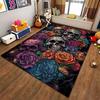 Colorful Skull and Floral Pattern Carpet for Living Room Decor Suitable for use as an anti-slip for living room bedroom sofas