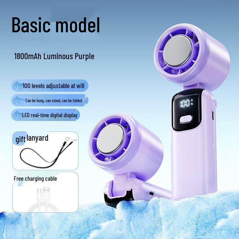 High-Speed Foldable Neck-Hanging Handheld Fan with Ice Pack 163x57.4x56 mm