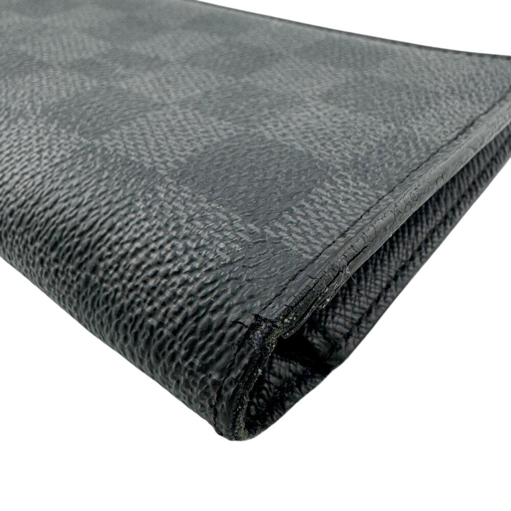 LOUIS VUITTON N62665 Damier Grafitte leather Brazza Portefeuille Purse gray leather mens Used