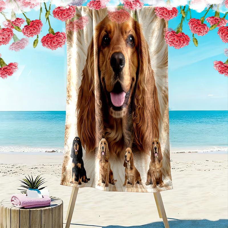 Serviette de plage imprimée Cocker Américain, Grande Serviette Douce à Séchage Rapide pour Plage, Camping, Natation